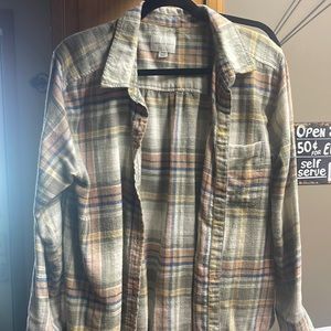 Distressed button down flannel A&E